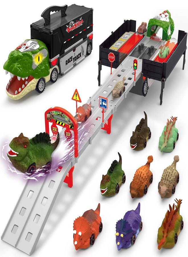 Gloween Dinosaur Toys for Kids 3-5, Dinosaur Truck with 8 Small Dinosaur Cars, Birthday Gifts Toys for 3 4 5+ Year Old Boy, Transport Carrier Truck for Toddlers, Great for Grandkids - Image 1